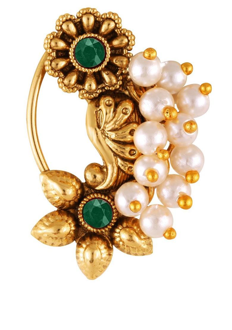 Set Of 2 Gold Plated Beaded Nosepins