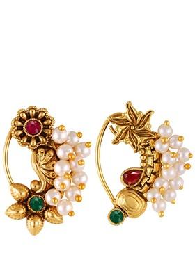 Set Of 2 Gold Plated Pearl Beaded Nosepin
