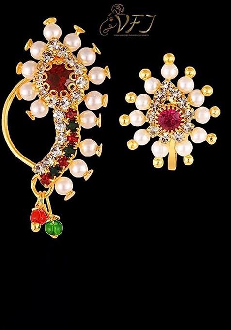 Set Of 2 Gold Plated Clip On Nosepin