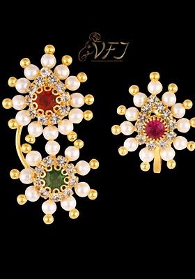 Set Of 2 Gold Plated Cz Studded Nose Pin