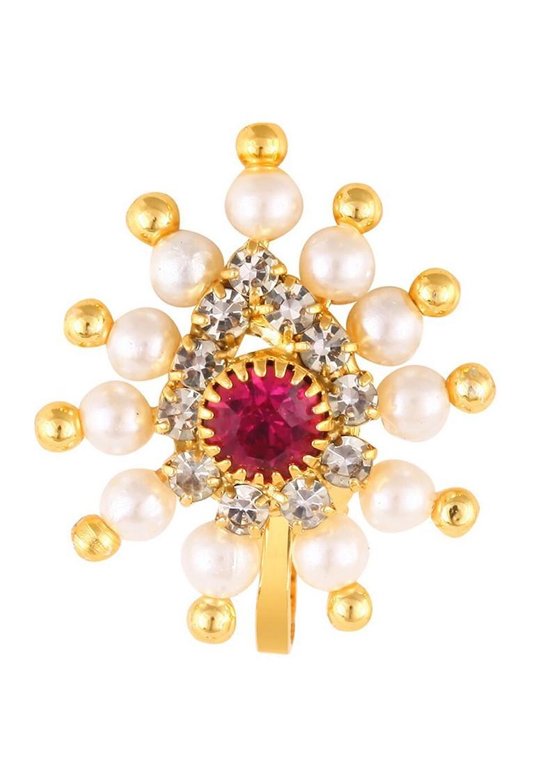 Set Of 2 Gold Plated Cz Studded Nose Pin