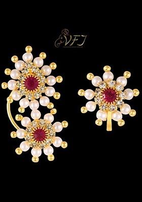 Set Of 2 Gold Platedand Cz Studded Nosepin