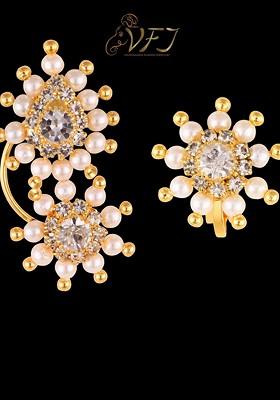 Set Of 2 Gold Platedand Cz Studded Nosepin