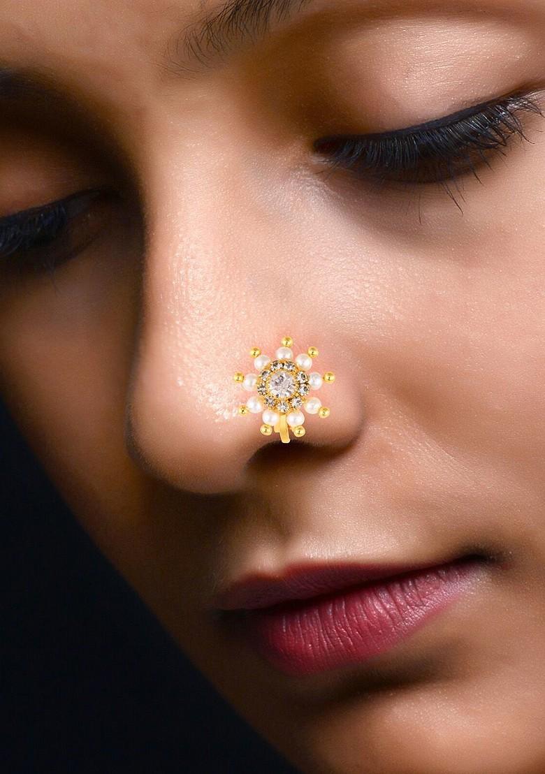 Set Of 2 Gold Platedand Cz Studded Nosepin