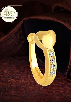 Set Of 2 Gold Platedand Silver Plated Cz Studded Nosepin