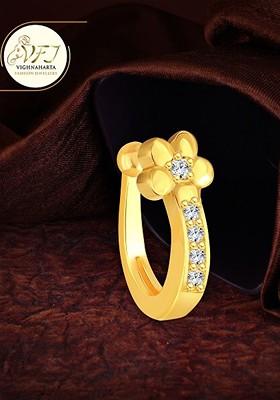Set Of 2 Gold Rhodium Plated Cz Stone Studded Clip On Nosepin
