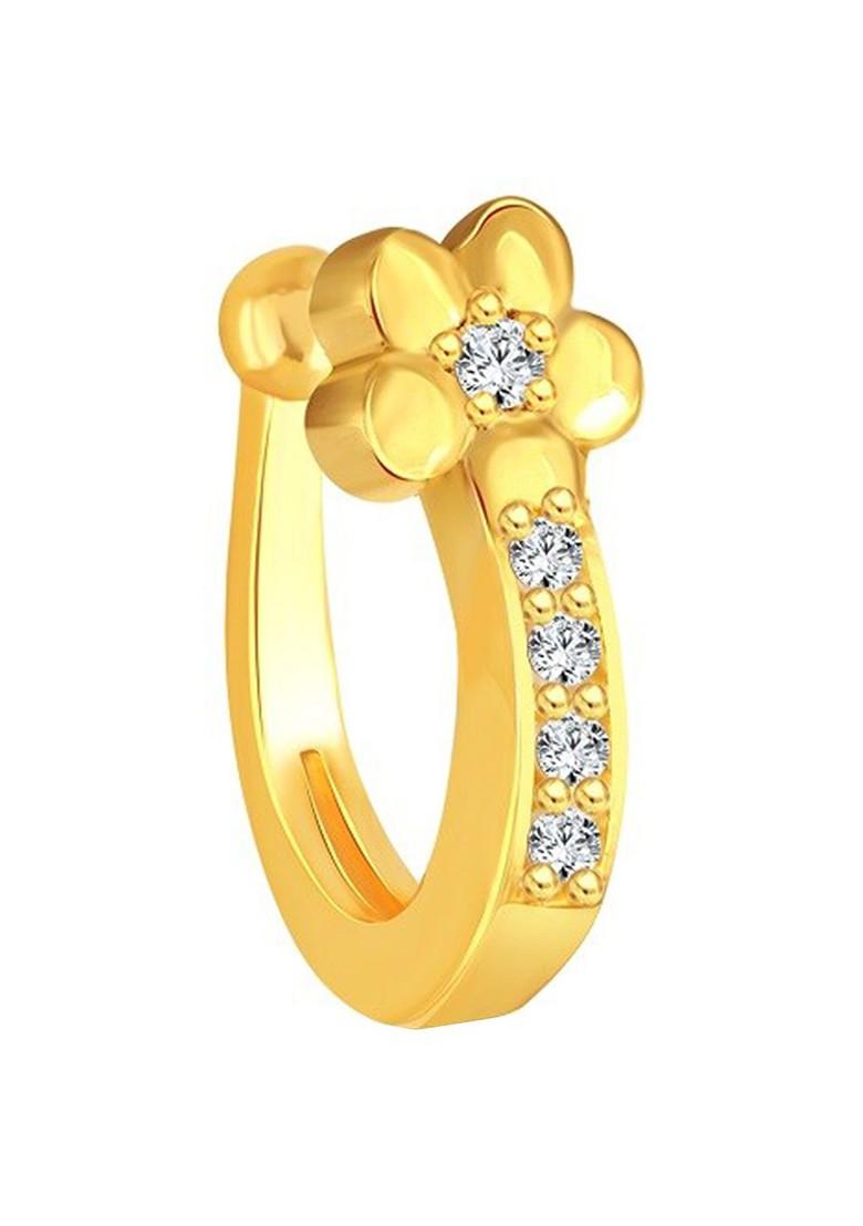 Set Of 2 Gold Rhodium Plated Cz Stone Studded Clip On Nosepin