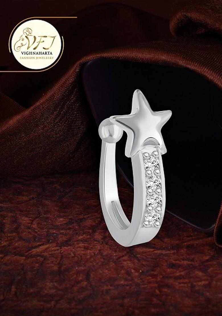 Set Of 2 Rhodium Plated Press Nose Ring