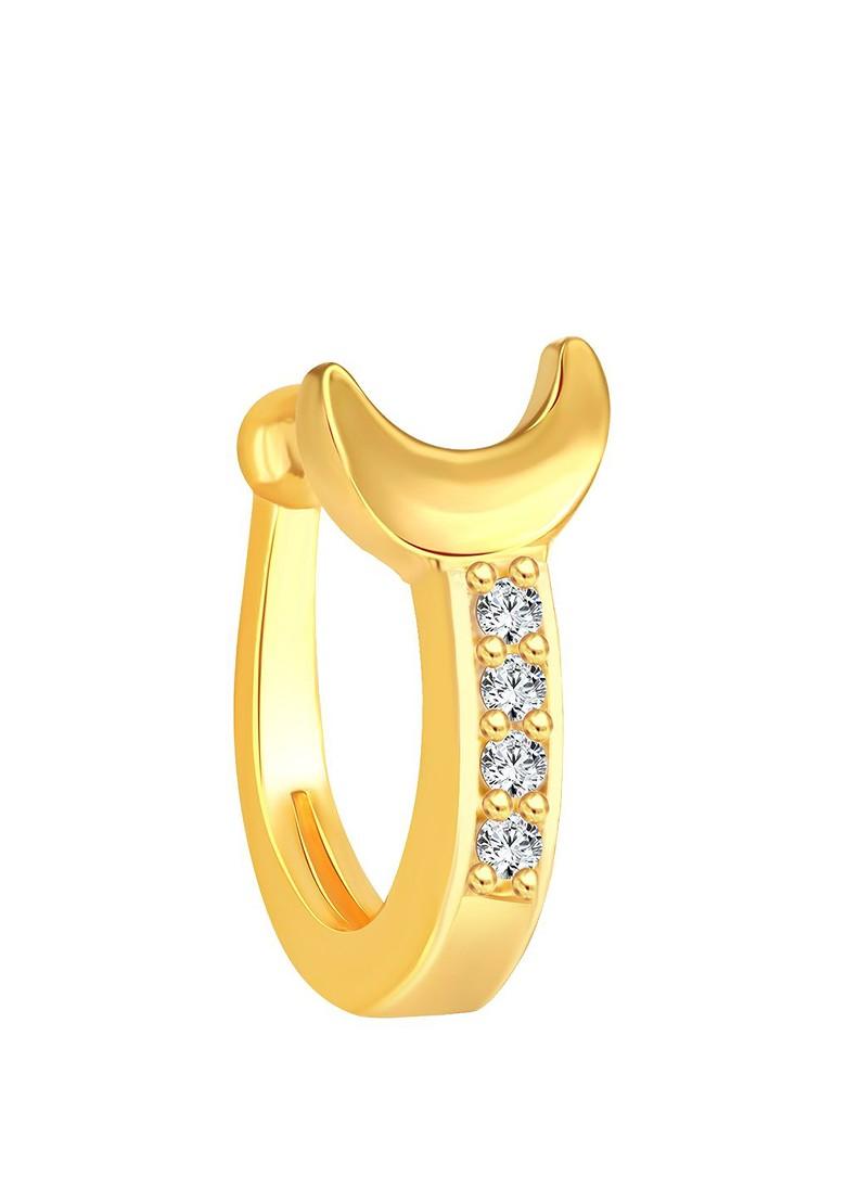 Set Of 2 Gold Platedand Rhodium Plated Cz Studded Clip On Nosepin