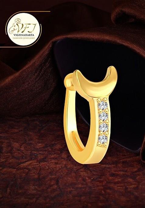 Set Of 2 Gold Platedand Rhodium Plated Cz Studded Clip On Nosepin