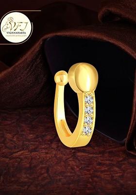 Set Of 2 Gold Platedand Silver Plated Cz Studded Nosepin