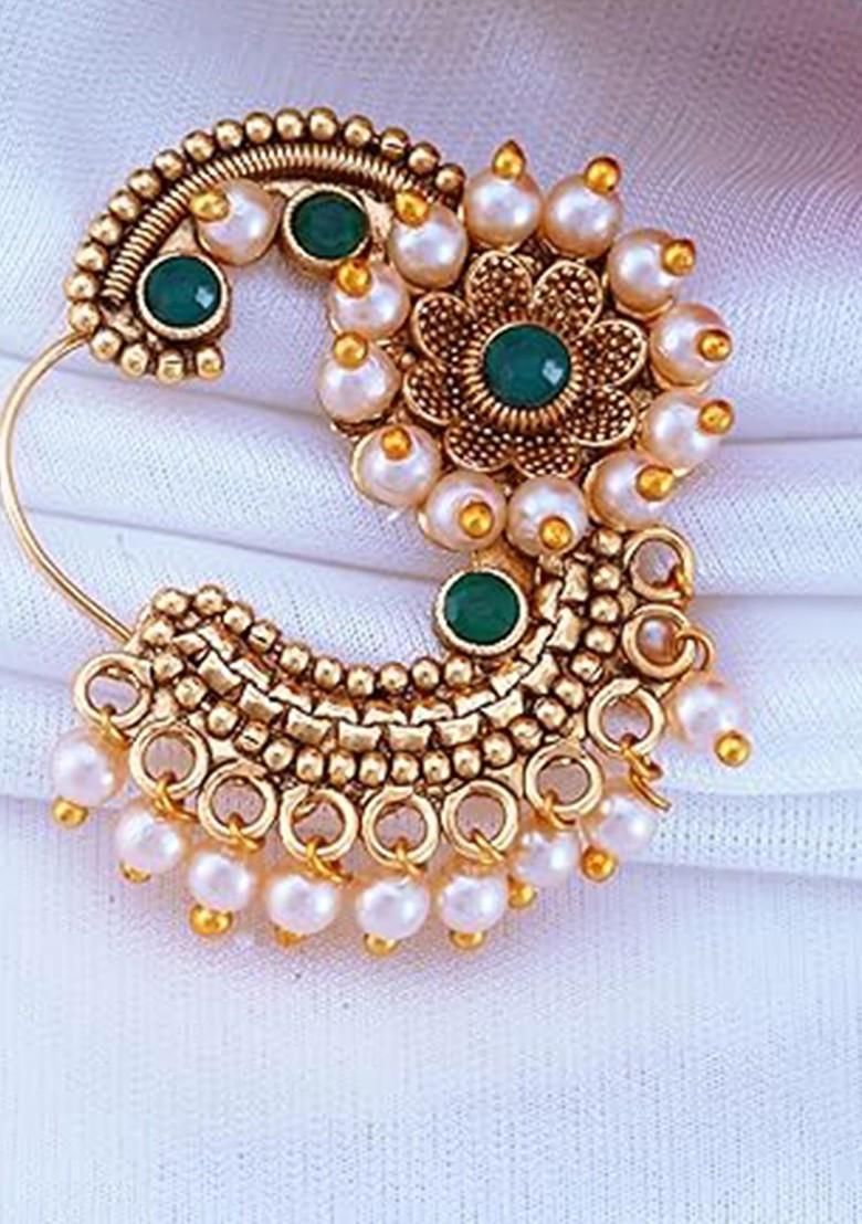 Gold Plated Pearls Stud Nosepin
