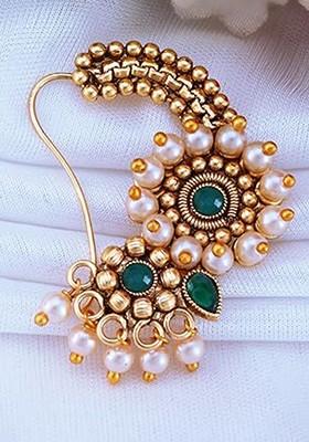 Gold Plated Pearls Stud Nosepin