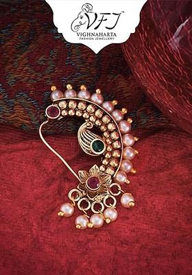 Gold Plated Pearls Stud Nosepin