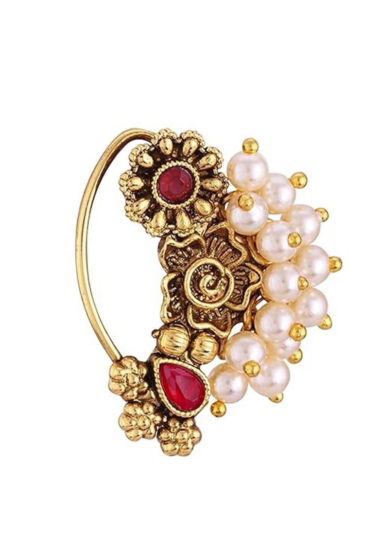 Gold Plated Pearls Stud Nosepin