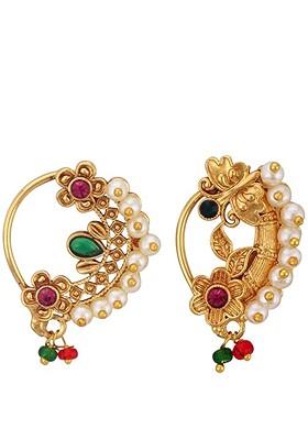 Set Of 2 Gold Plated Pearls Stud Nosepin