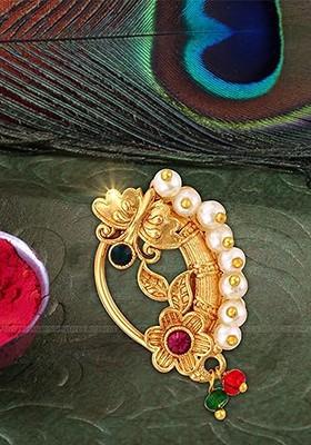 Gold Plated Pearls Stud Nosepin