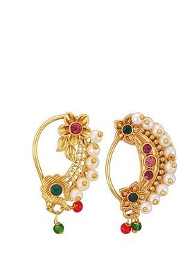 Set Of 2 Gold Plated Pearls Stud Nosepin