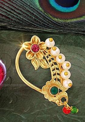 Gold Plated Pearls Stud Nosepin