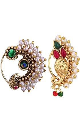 Gold Plated Pearls Stud Nosepin