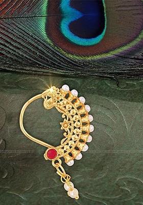 Gold Plated Artificial Beads Stud Nosepin
