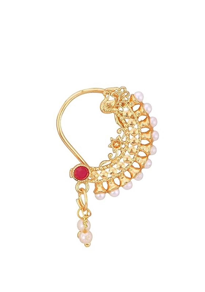 Gold Plated Artificial Beads Stud Nosepin