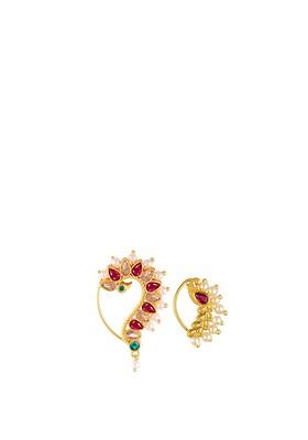 Set Of 2 Gold Plated Pearls Beaded Ring Nosepin