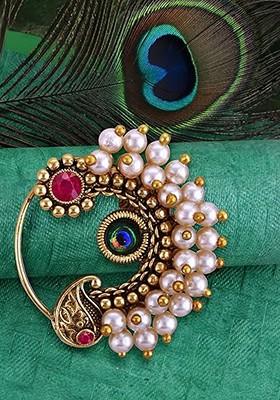 Gold Plated Pearls Stud Nosepin