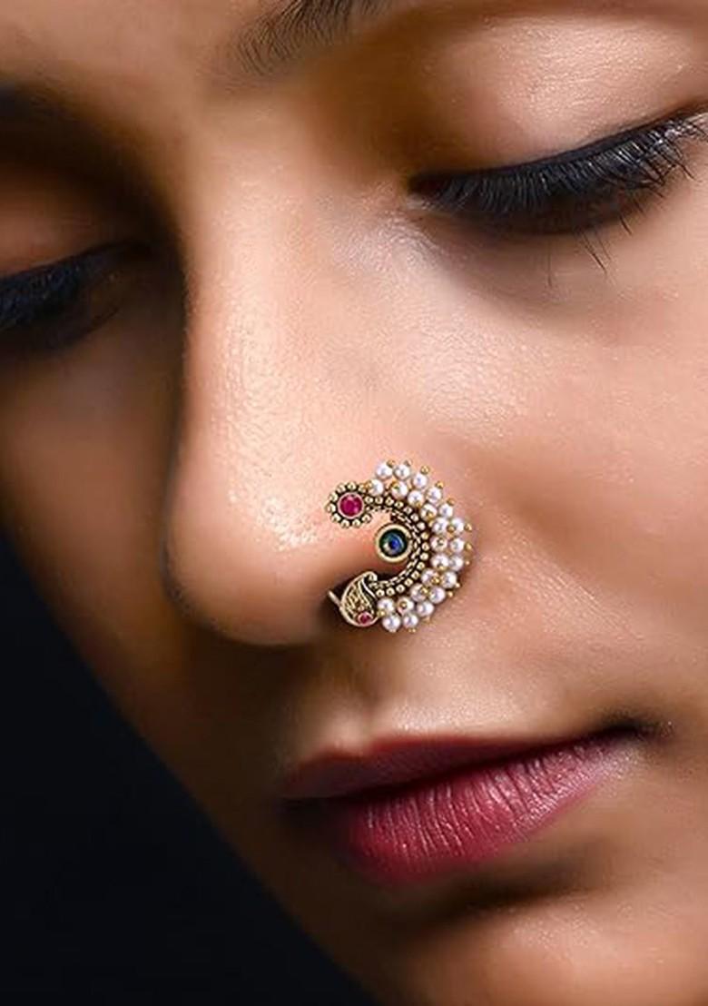 Gold Plated Pearls Stud Nosepin