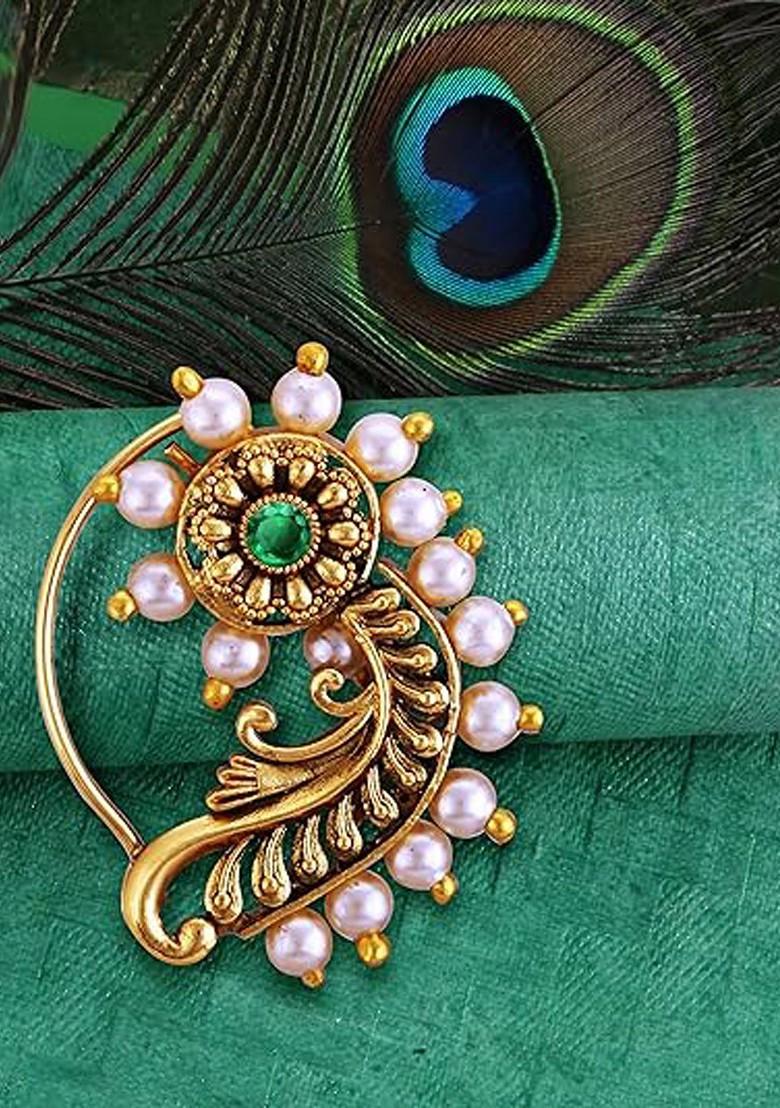 Gold Plated Pearls Stud Nosepin