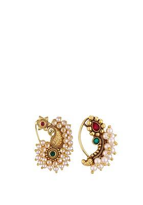 Set Of 2 Gold Plated Pearls Ring Nosepin