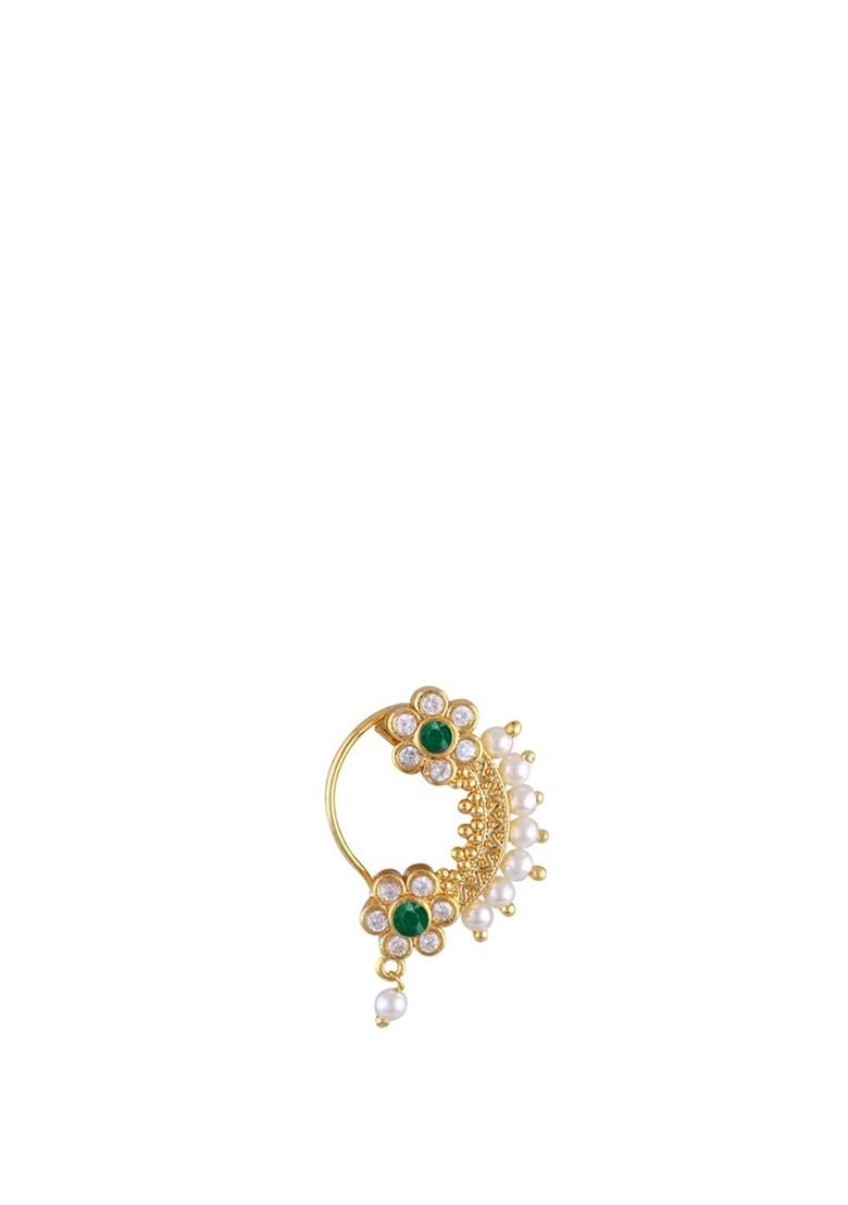 Set Of 2 Gold Plated Pearls Ring Nosepin