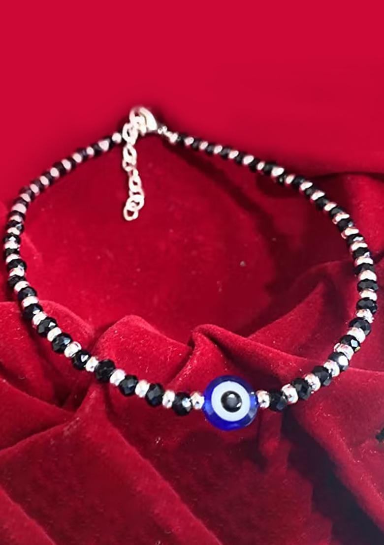 Black Silver Evil Eye Anklet Pack Of 1