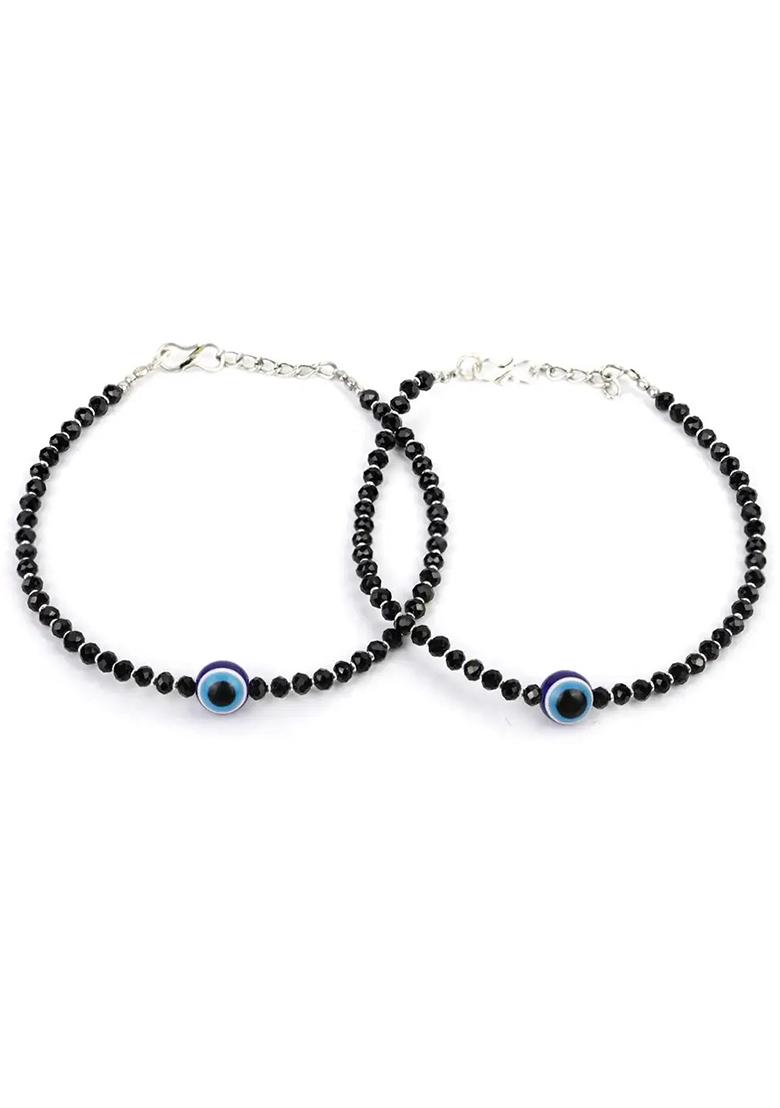 Black Evil Eye Beads Anklet Pack Of 2
