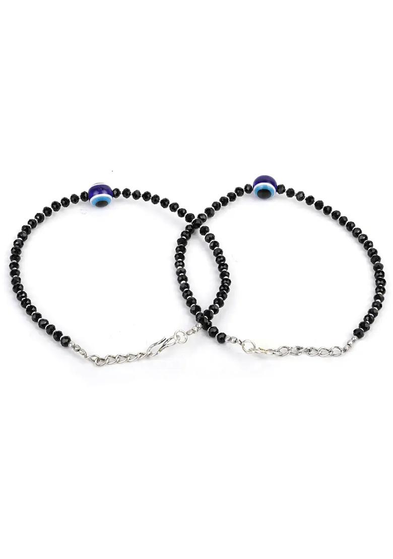 Black Evil Eye Beads Anklet Pack Of 2