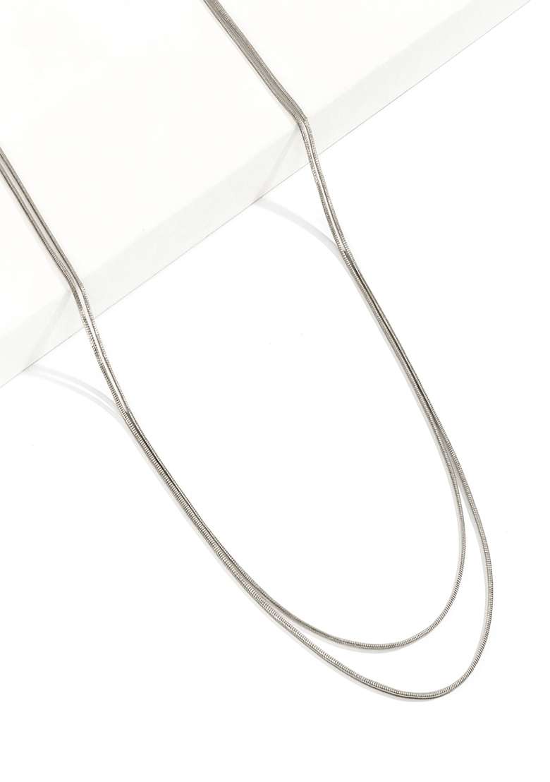 18K Silver Plated Anti Tarnish Two Layered Snake Chain Waist Chain - Indya