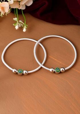 Contemporary Wire And Style Silver Anklet With Peacock Design Bead

