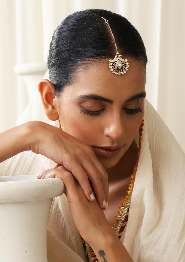 Green Polki Maang Tikka