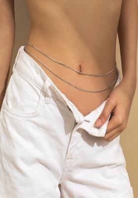 18K Silver Plated Anti Tarnish Two Layered Snake Chain Waist Chain