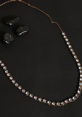 Gold Plated Cz Studded Round Waist Chain