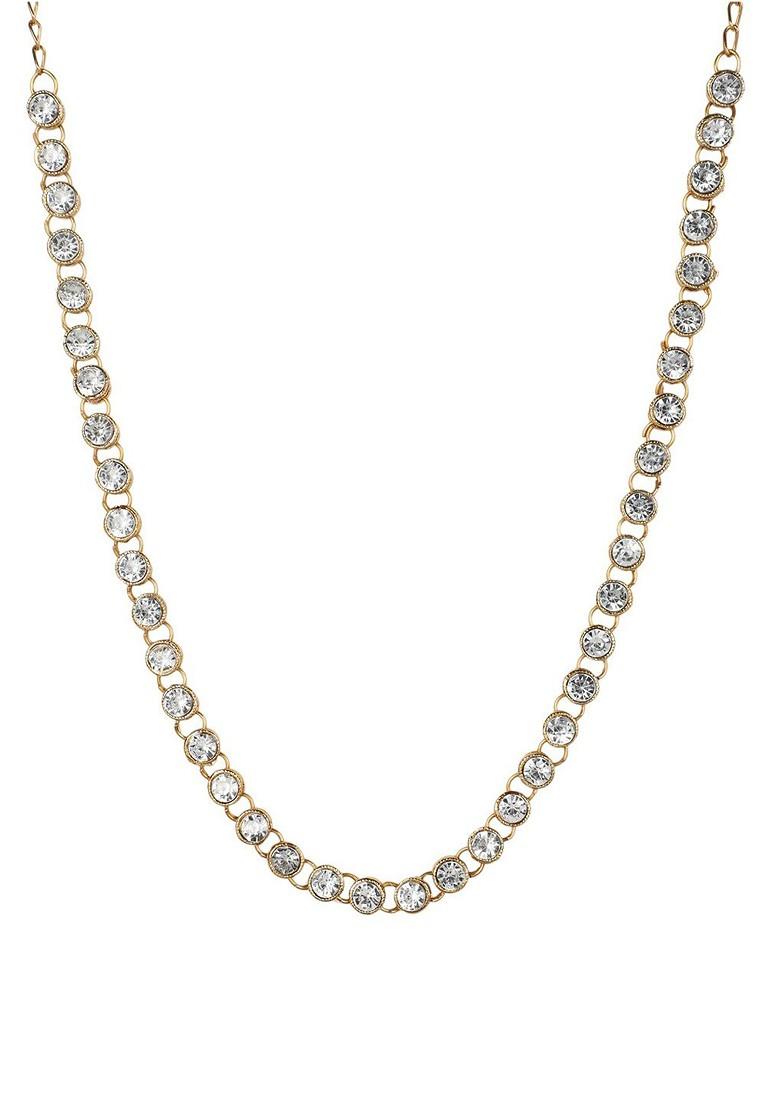 Gold Plated Cz Studded Round Waist Chain