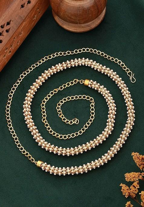 Gold Plated Pearl Beaded Waist Belt