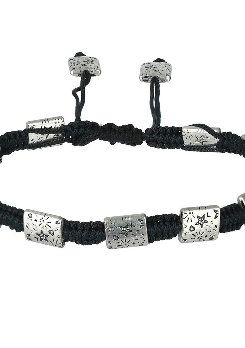 Women Set Of 2 Black Threaded Anklets