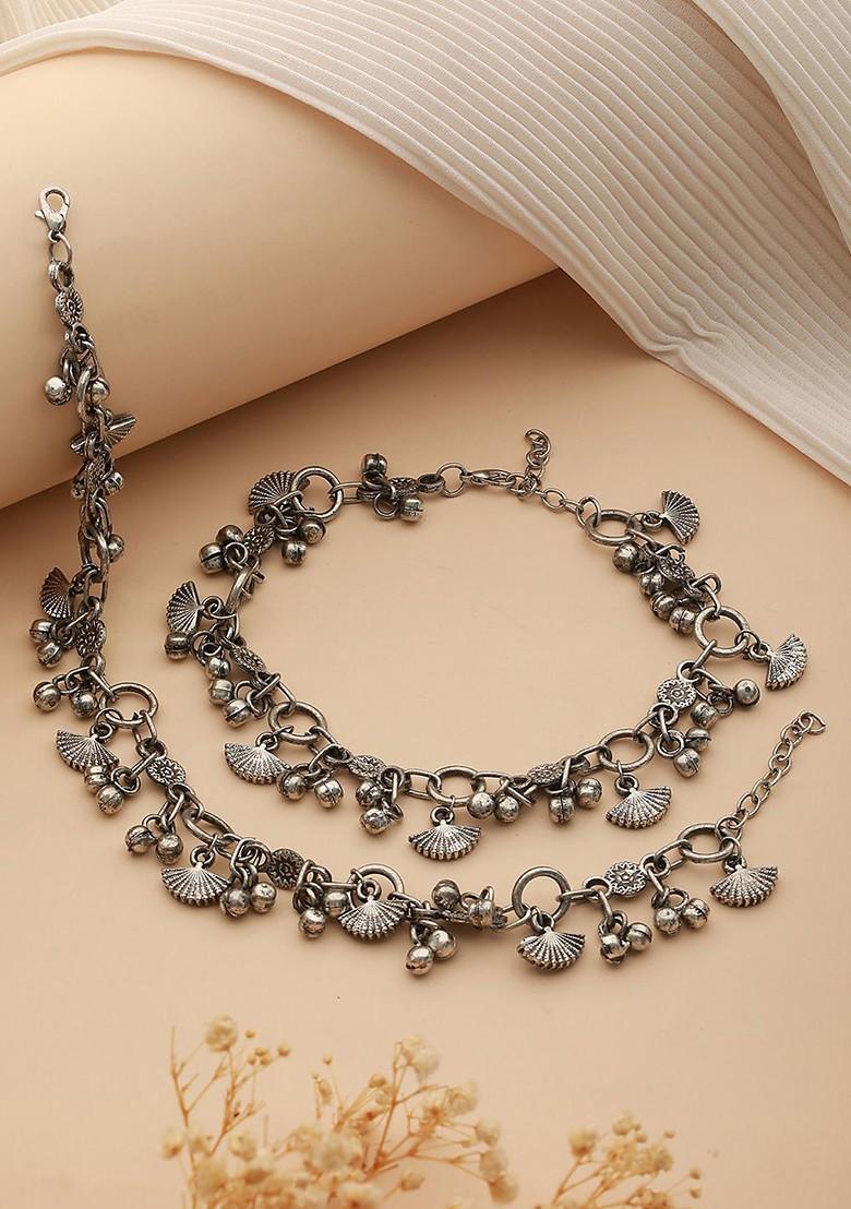 Set Of 2 Silver Plated Anklets