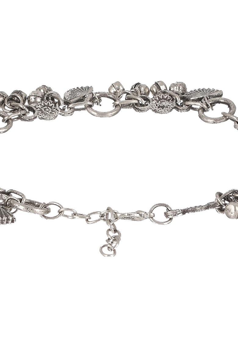 Set Of 2 Silver Plated Anklets