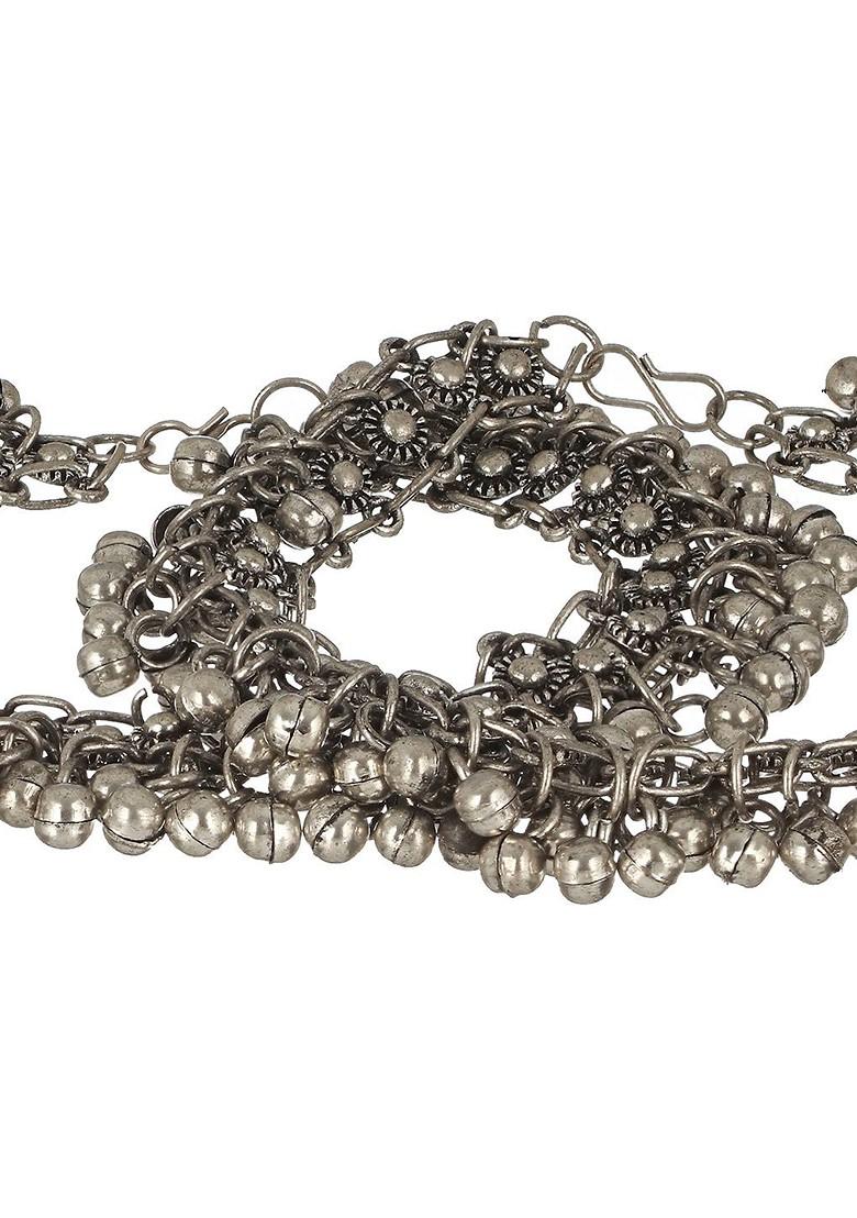 Set Of 2 Silver Plated Ghungroo Anklets