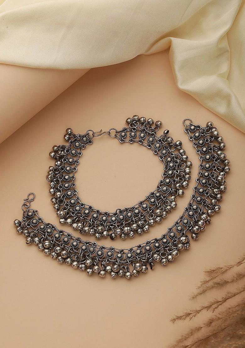 Set Of 2 Silver Plated Ghungroo Anklets