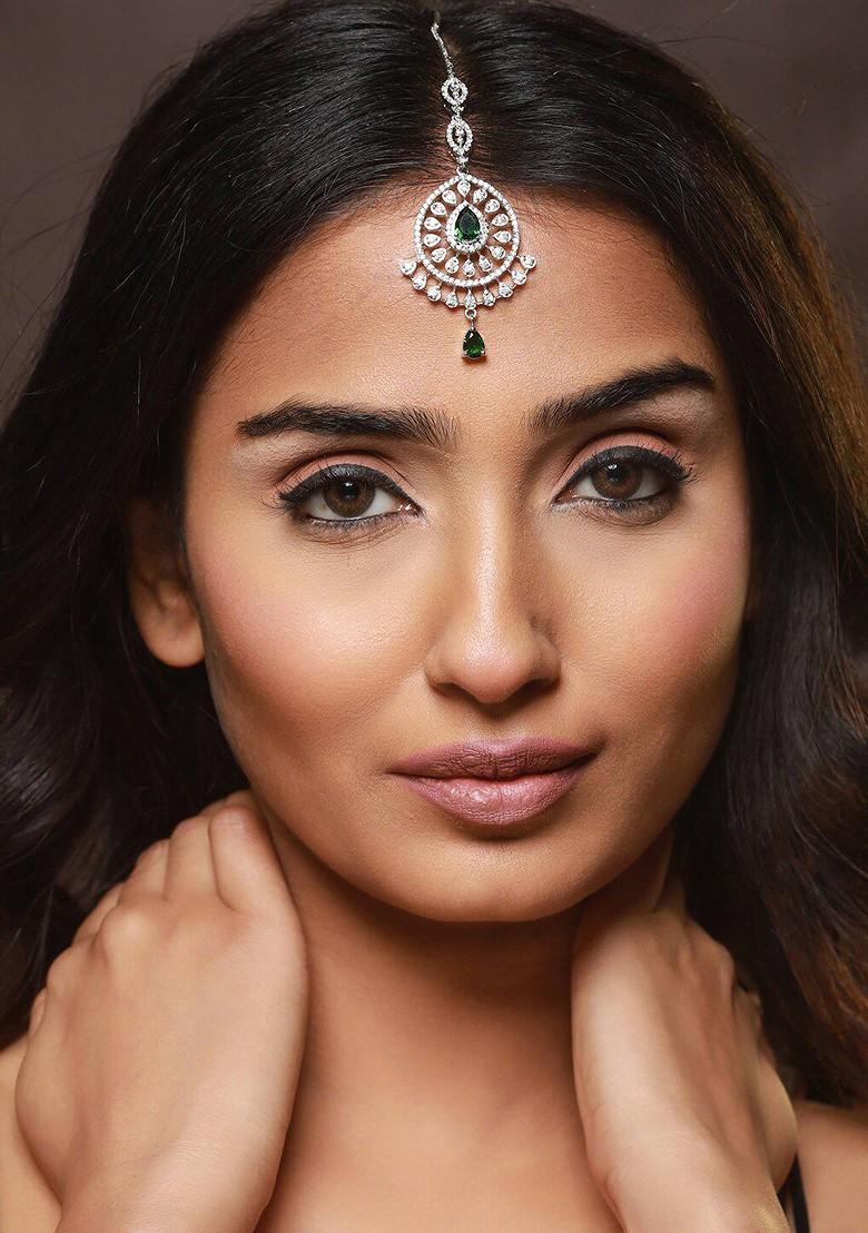 Silver Plated Ad Studded Maang Tikka