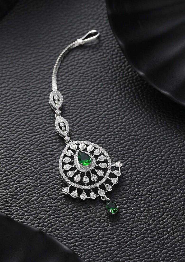 Silver Plated Ad Studded Maang Tikka
