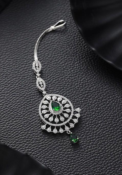 Silver Plated Ad Studded Maang Tikka